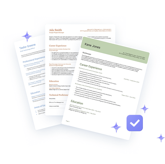 A selection of resumes that have been checked by AI and reviewed to receive a score.